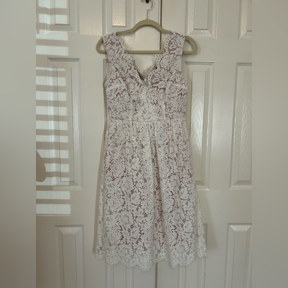Lulu's Cream A-line Sweetheart Midi Dress